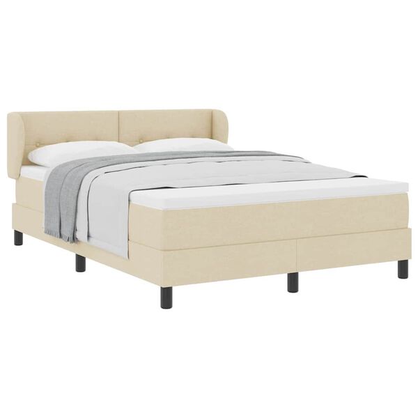 vidaXL Boxspring krevet s madracem Krema 160 x 200 cm tkanina