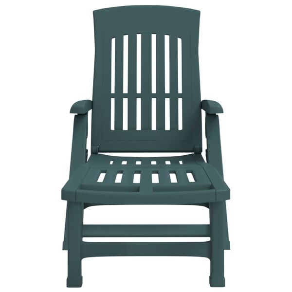 vidaXL Sklopiva ležaljka za sunčanje s kotačima zelena od PP-a