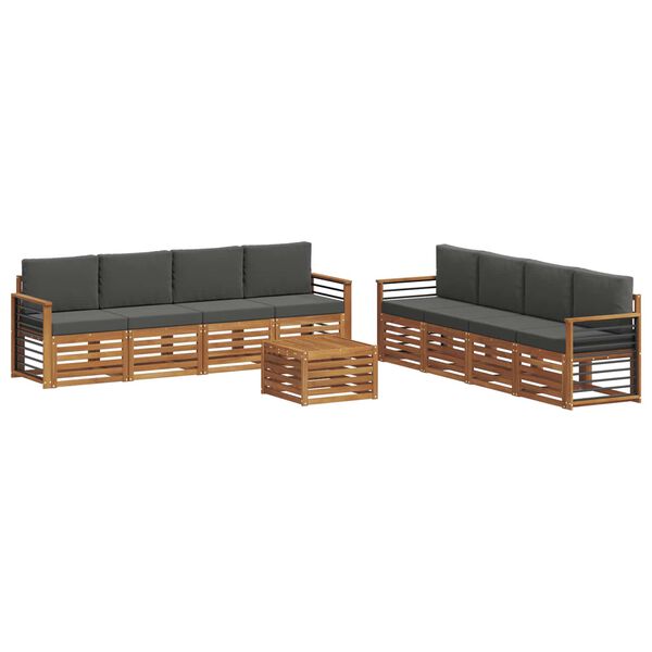 vidaXL Setovi sofa 9 pcs Prirodna i antracit Čvrsto drvo akacije