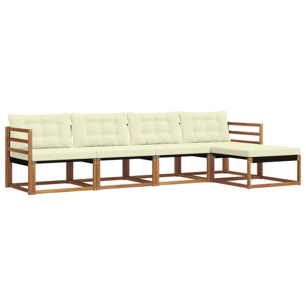 vidaXL Set vanjskih sofa s jastukom 5 pcs Prirodna i krem