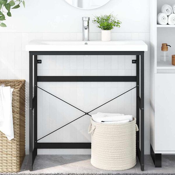 vidaXL Okvir za kupaonski umivaonik crni 79 x 38 x 83 cm željezni