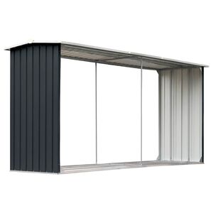 VidaXL Vrtna ostava za drva od pocinčanog čelika 330x92x153 cm antracit