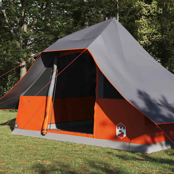 vidaXL Tipi šator s krovom Siva i narančasta 364 x 281 x 257 cm taft