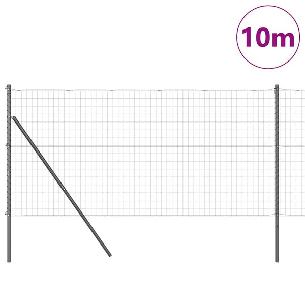 vidaXL Ograda s stupovima Siva 1.2 x 10 m Čelik