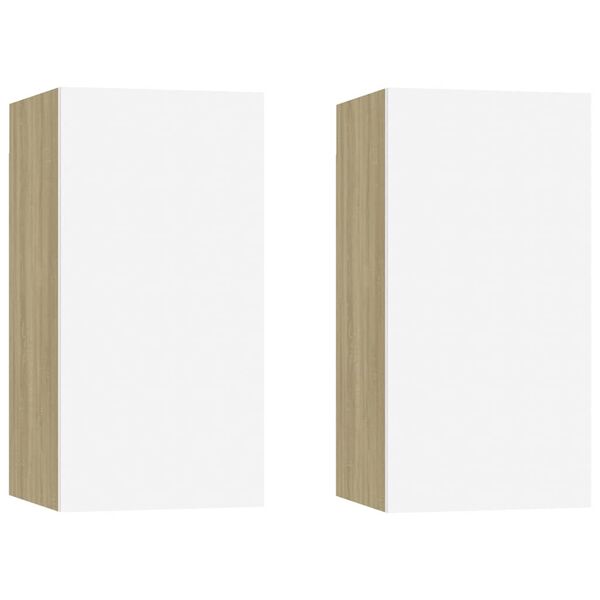 vidaXL TV ormarići 2 kom bijeli i boja hrasta 30,5 x 30 x 60 cm drveni