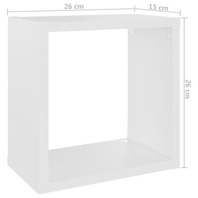 vidaXL Kockaste zidne police 2 kom bijele i boja hrasta 26x15x26 cm