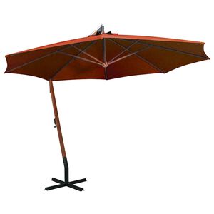 vidaXL Viseći vrtni suncobran sa stupom terakota 3,5 x 2,9 m jelovina