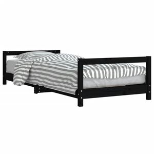 vidaXL Okvir za dječji krevet crni 90 x 190 cm od masivne borovine