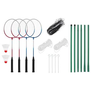 vidaXL Set za badminton s 4 reketa i mrežom 620 x 151 cm