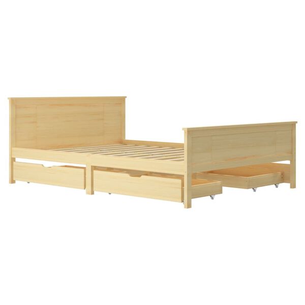 vidaXL Okvir za krevet s 4 ladice 140 x 200 cm od masivne borovine