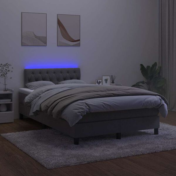 vidaXL Krevet box spring s madracem LED tamnosivi 120 x 190 cm bar&scaron;un