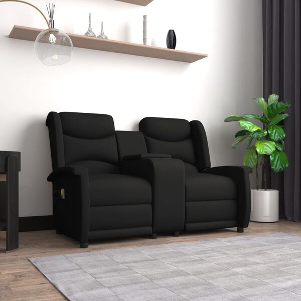 vidaXL Masažni dvosjed s držačem ča&scaron;a crni