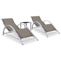 vidaXL Ležaljke za sunčanje sa stolićem 2 kom aluminijske smeđe-sive