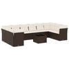 vidaXL 11-dijelni set vrtnih sofa od poliratana s jastucima smeđi