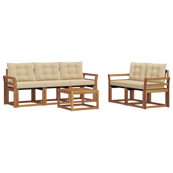 vidaXL Set vanjskih sofa s jastukom 6 pcs Prirodna i bež