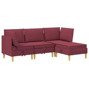 vidaXL Modularni set sofe sa skladi&scaron;tem 4 kom. Vinska crvena Tkanina