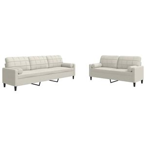 vidaXL 2-dijelni set sofa s jastucima krem bar&scaron;unasti