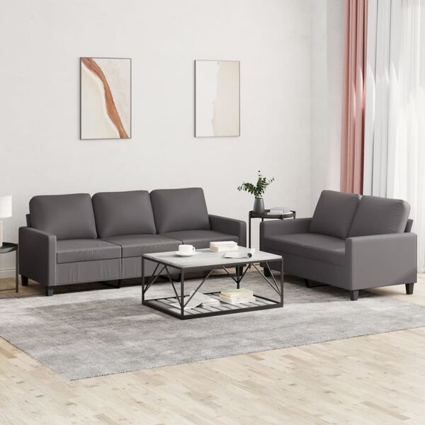 vidaXL 2-dijelni set sofa s jastucima sivi od umjetne kože
