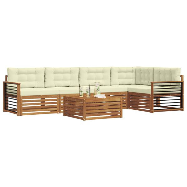 vidaXL Set vanjskih sofa s jastukom 6 pcs Prirodna i krem