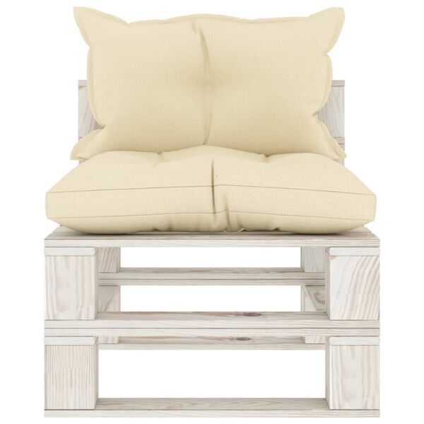 vidaXL Srednja vrtna sofa od paleta s krem jastucima drvena