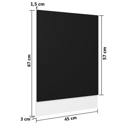 vidaXL Ploča za perilicu posuđa crna 45 x 3 x 67 cm od iverice