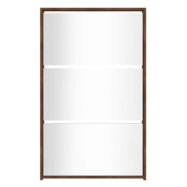 vidaXL Ormarić za cipele s ogledalom 3razine Smeđi hrast 63x17x102,5cm