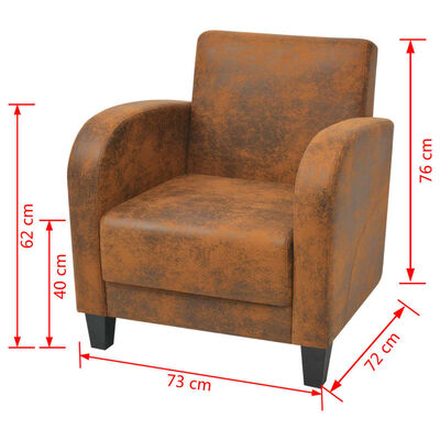 vidaXL Fotelja od umjetne brušene kože smeđa