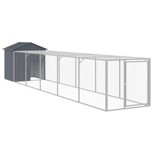 vidaXL Kavez za koko&scaron;i s igrali&scaron;tem antracit 117x609x123 cm čelični