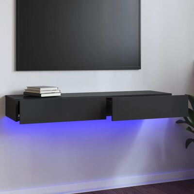 vidaXL TV ormarić s LED svjetlima visoki sjaj sivi 120x35x15,5 cm