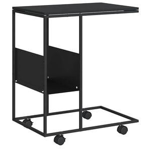 vidaXL Bočni stolić s kotačima crni 55x36x63,5 cm konstruirano drvo