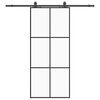 vidaXL Klizna vrata s priborom crna 90 x 205 cm od ESG stakla