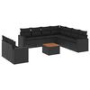 vidaXL 10-dijelni set vrtnih sofa s jastucima crni od poliratana