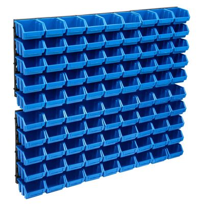 vidaXL 96-dijelni set kutija za pohranu sa zidnim pločama plavo-crni