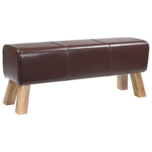 vidaXL klupa 110 x 30 x 45 cm Prava koža Tamno smeđa