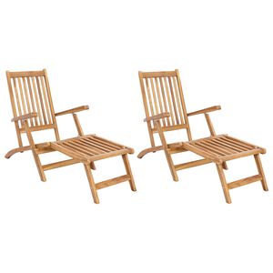 vidaXL Preklopna palubna stolica 2 pcs Prirodna Čvrsto teak drvo
