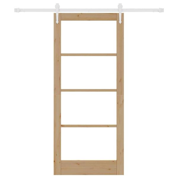 vidaXL Klizna vrata Prirodna 86 x 198,5 cm Masivna borovina i staklo
