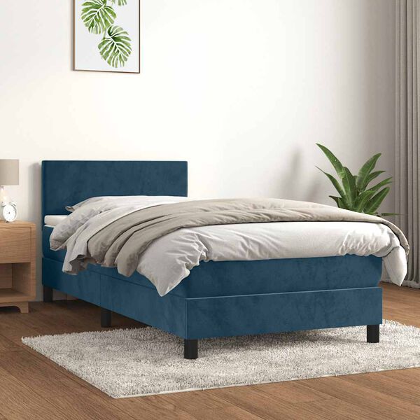 vidaXL Box spring krevet s madracem tamnoplavi 90x190 cm bar&scaron;unasti