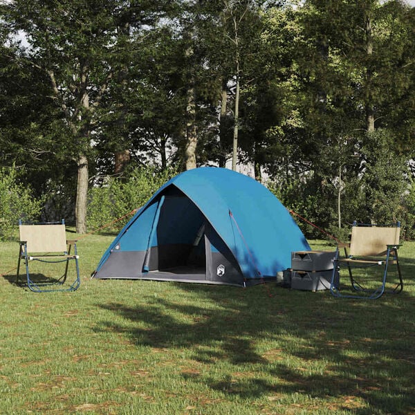 vidaXL Kamping šator s krovom s pohranom Plava 275 x 230 x 140 cm taft