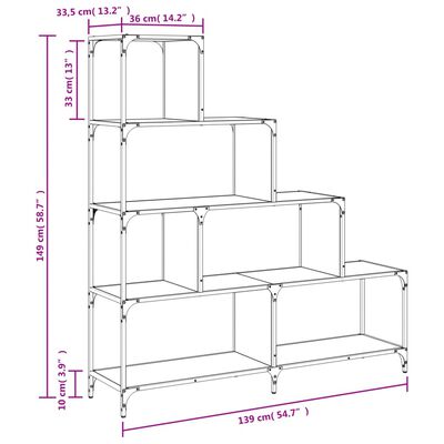 vidaXL Regal za knjige 4 razine crni 139x33,5x149 cm konstruirano drvo