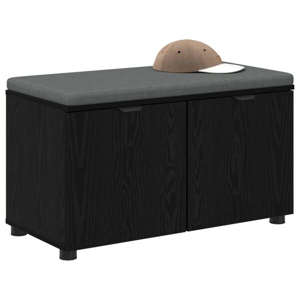 vidaXL Klupa za hodnik s jastukom s vratima Crni hrast 80 x 46 x 46 cm