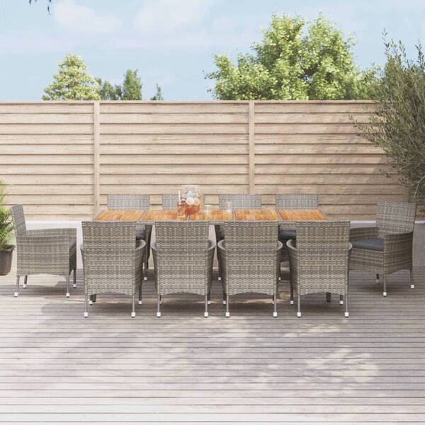 vidaXL 11-dijelni vrtni blagovaonski set s jastucima poliratan sivi