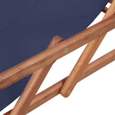 vidaXL Sklopiva ležaljka za plažu od tkanine s drvenim okvirom plava