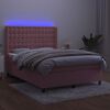 vidaXL Krevet box spring s madracem LED ružičasti 140x190cm bar&scaron;unasti