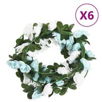 vidaXL Vijenci od umjetnog cvijeća 6 kom plave i bijele 240 cm
