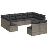 vidaXL 11-dijelni set vrtnih sofa od poliratana s jastucima sivi