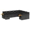 vidaXL 10-dijelni set vrtnih sofa s jastucima crni od poliratana