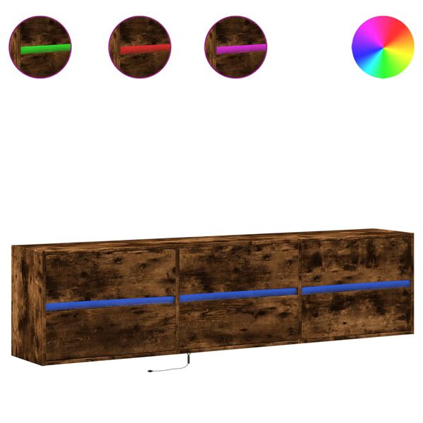 vidaXL Zidni TV ormarić LED boja dimljenog hrasta 180x31x45 cm