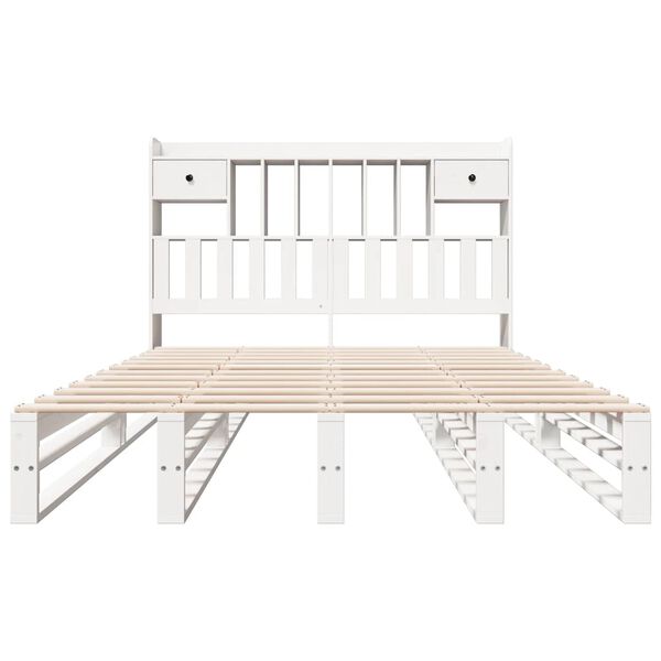 vidaXL Krevet s regalom z knjige bez madraca bijeli 150x200cm borovina