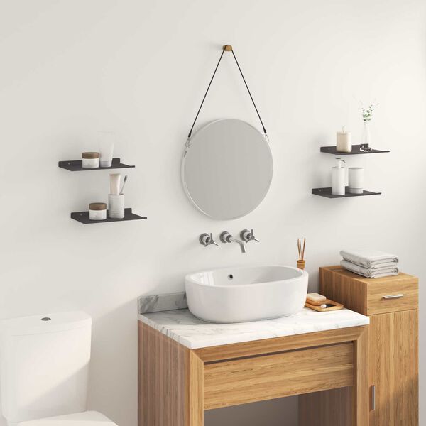 vidaXL Lebdeća polica Zidne 4 pcs Crna 30 x 18 x 2,5 cm Čelik
