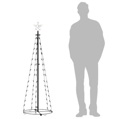 vidaXL Ukrasno stožasto božićno drvce šareno 84 LED žarulje 50x150 cm